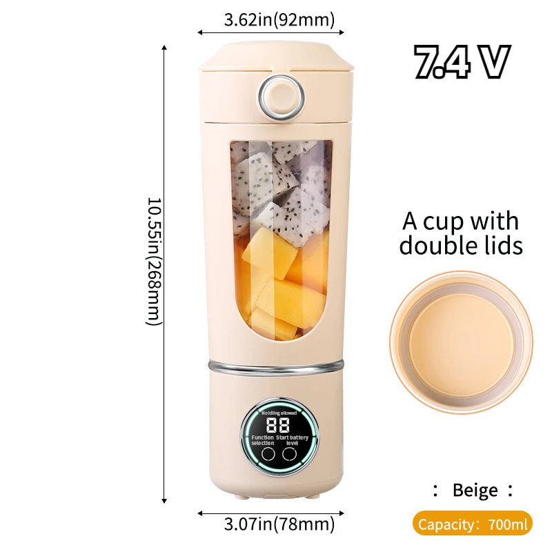 Portable USB Rechargeable Blender – 12 Blade Smoothie & Juice Maker (700ML)