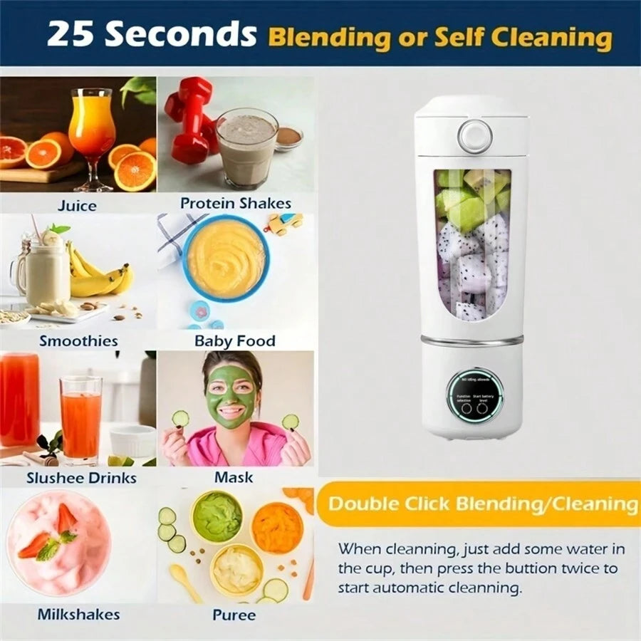Portable USB Rechargeable Blender – 12 Blade Smoothie & Juice Maker (700ML)